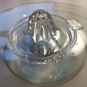 Dominion Small Clear Glass Juicer Reamer Flat Thumb Rest Citrus L14 Vintage
